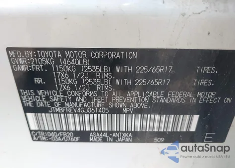 2016 Toyota Rav4 Le from USA, damaged, VIN JTMBFREV4GJ061405